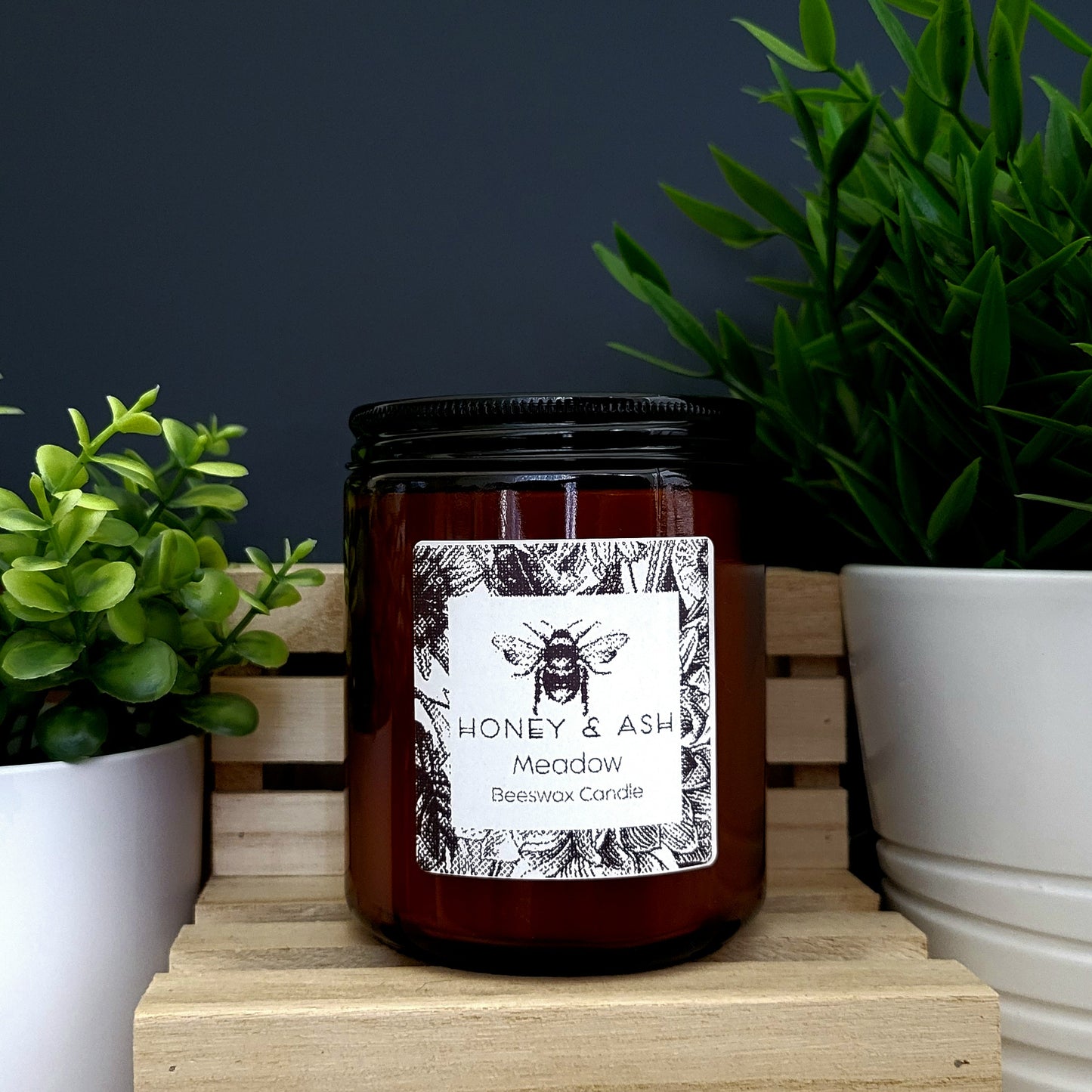 Amber Glass Beeswax Candles
