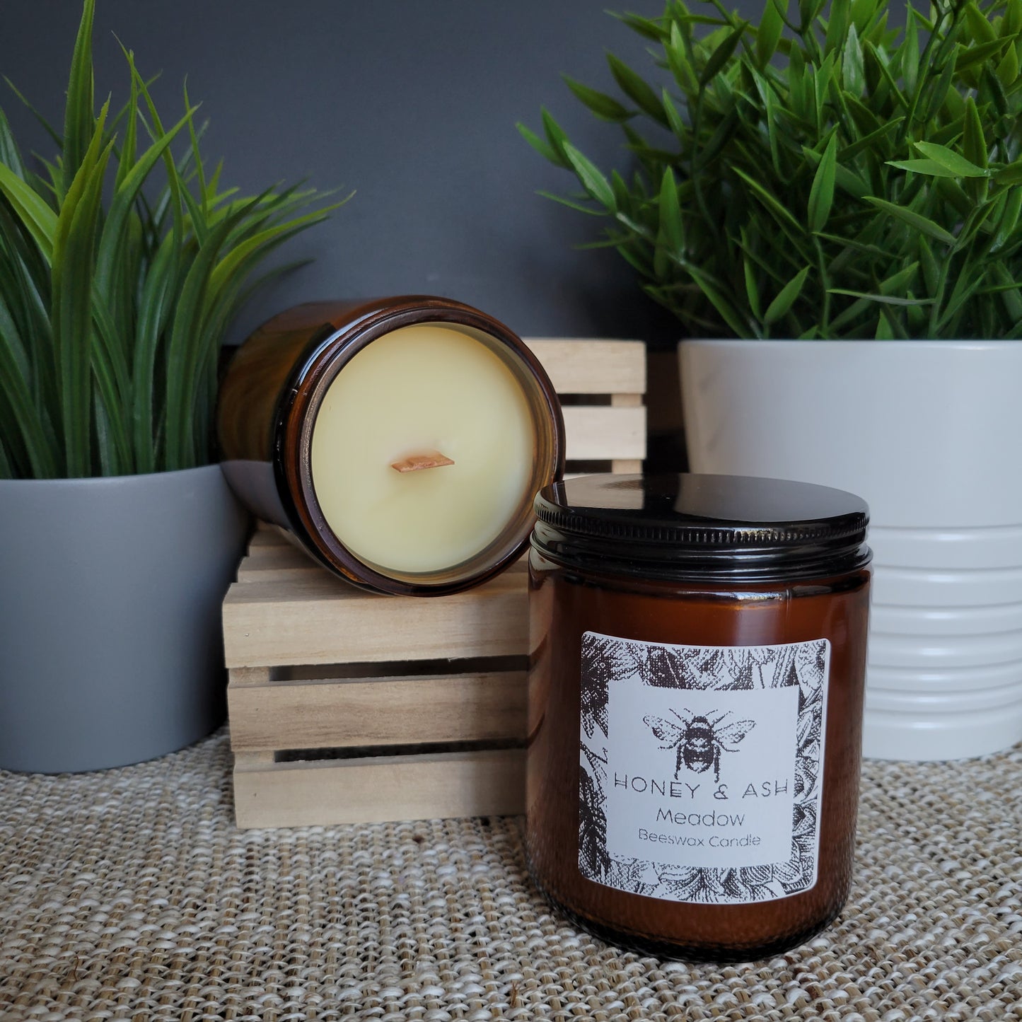 Amber Glass Beeswax Candles
