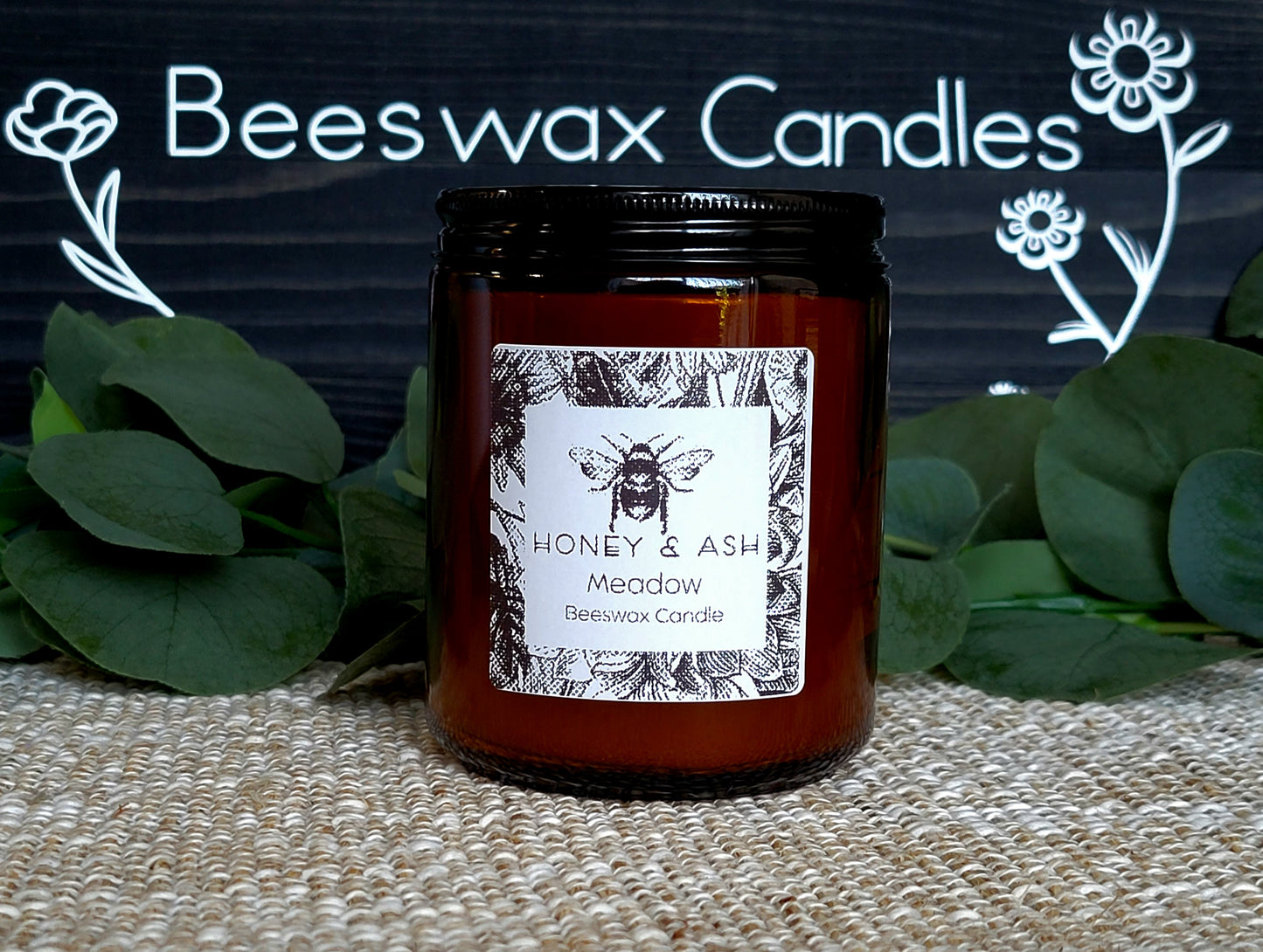 Amber Glass Beeswax Candles