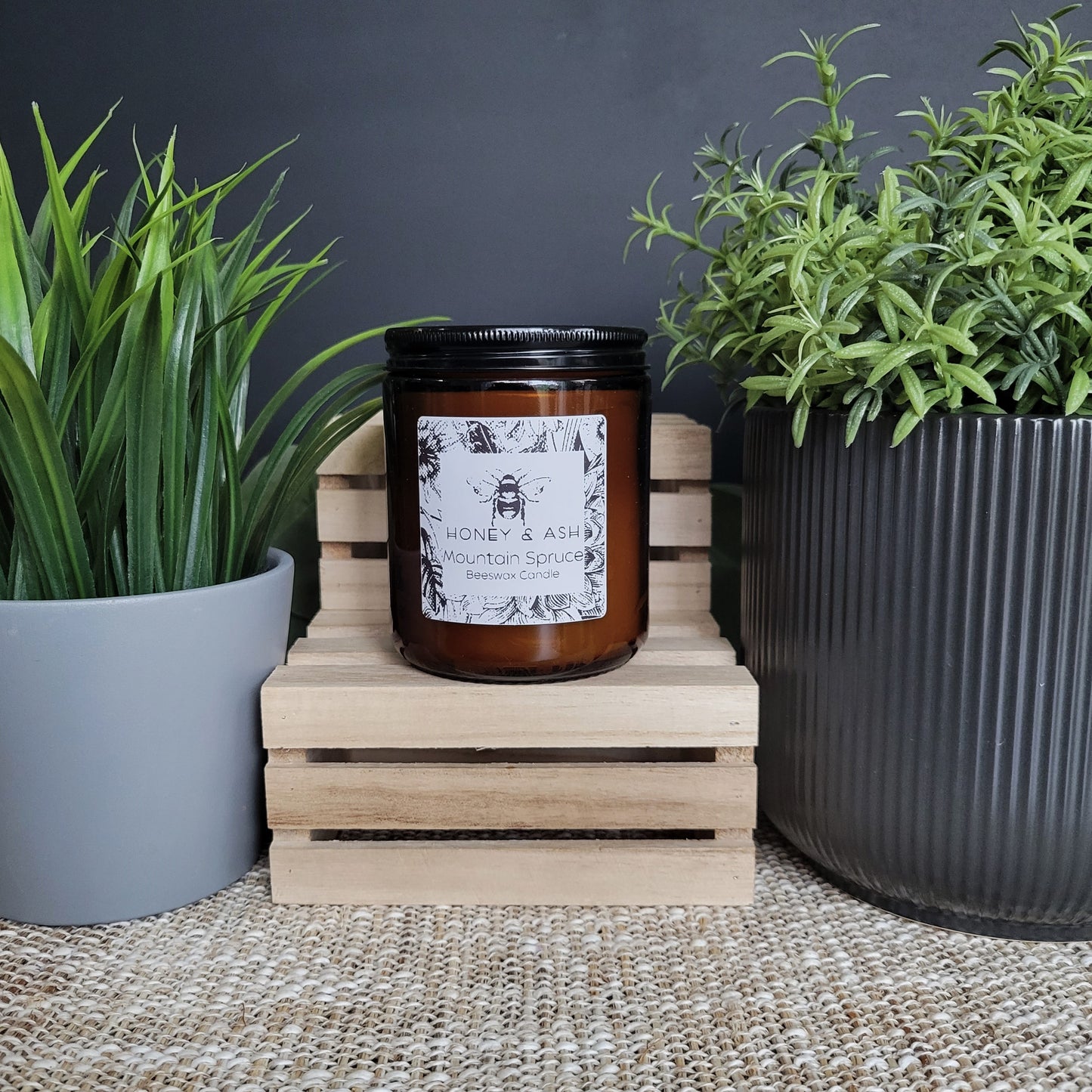Amber Glass Beeswax Candles