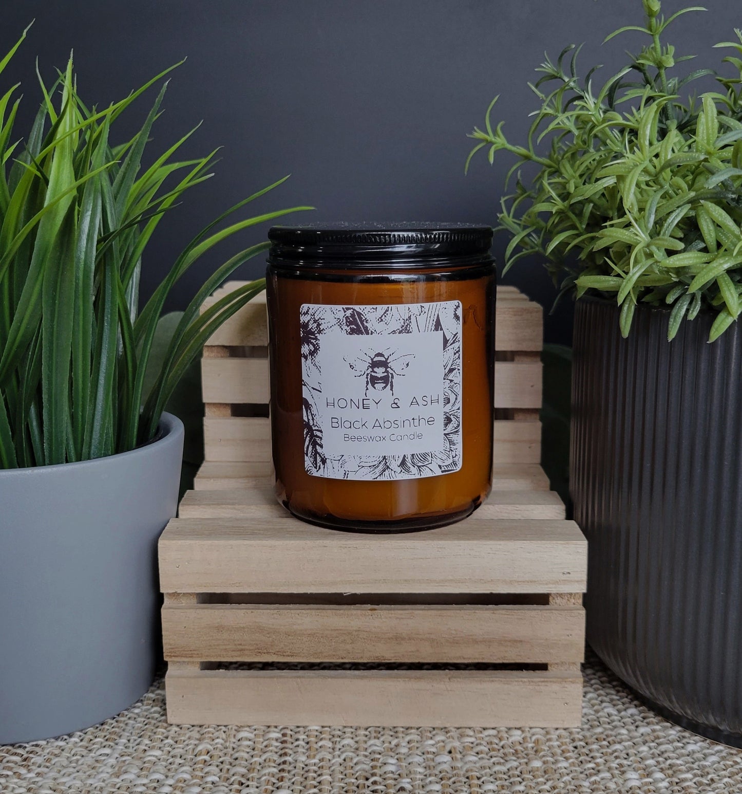 Amber Glass Beeswax Candles