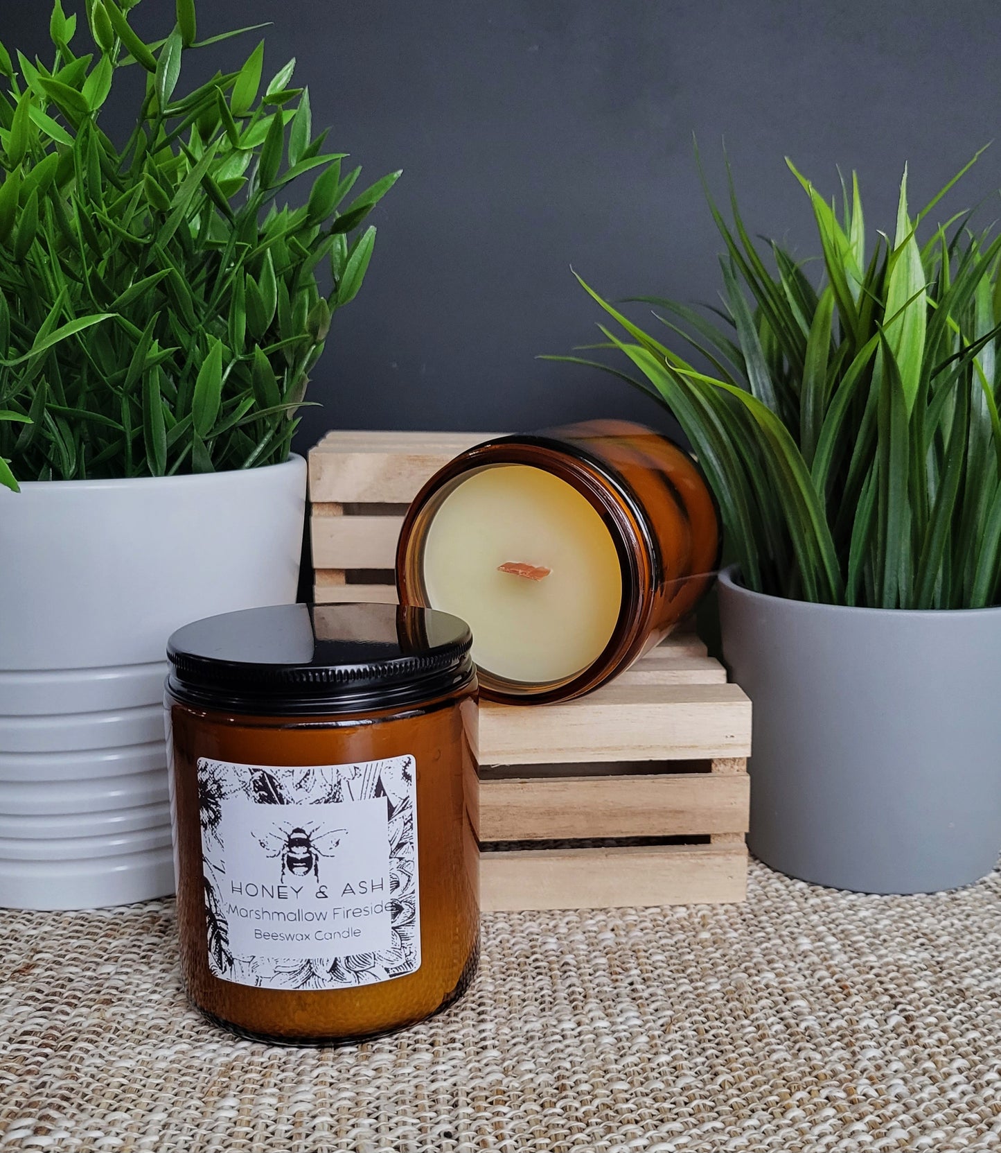 Amber Glass Beeswax Candles