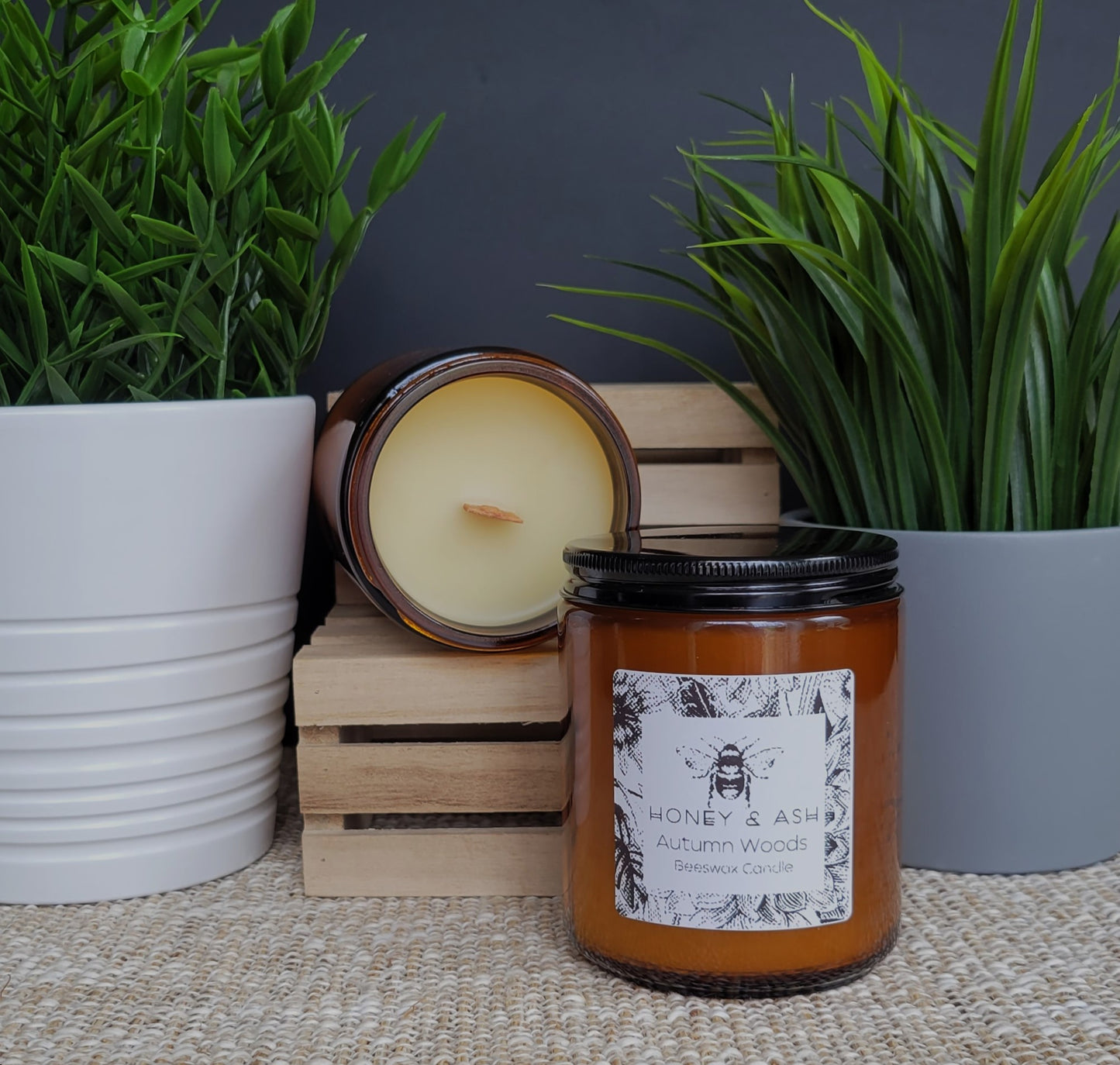 Amber Glass Beeswax Candles