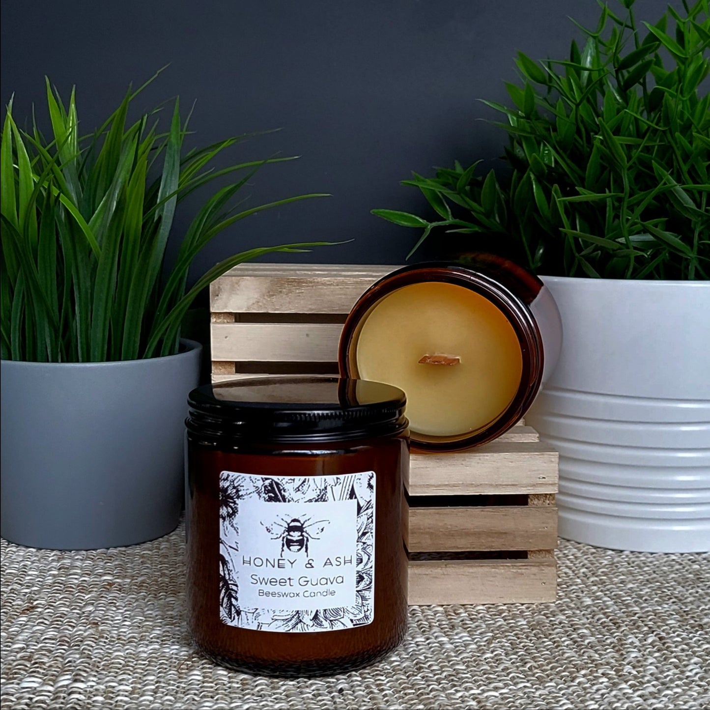Amber Glass Beeswax Candles