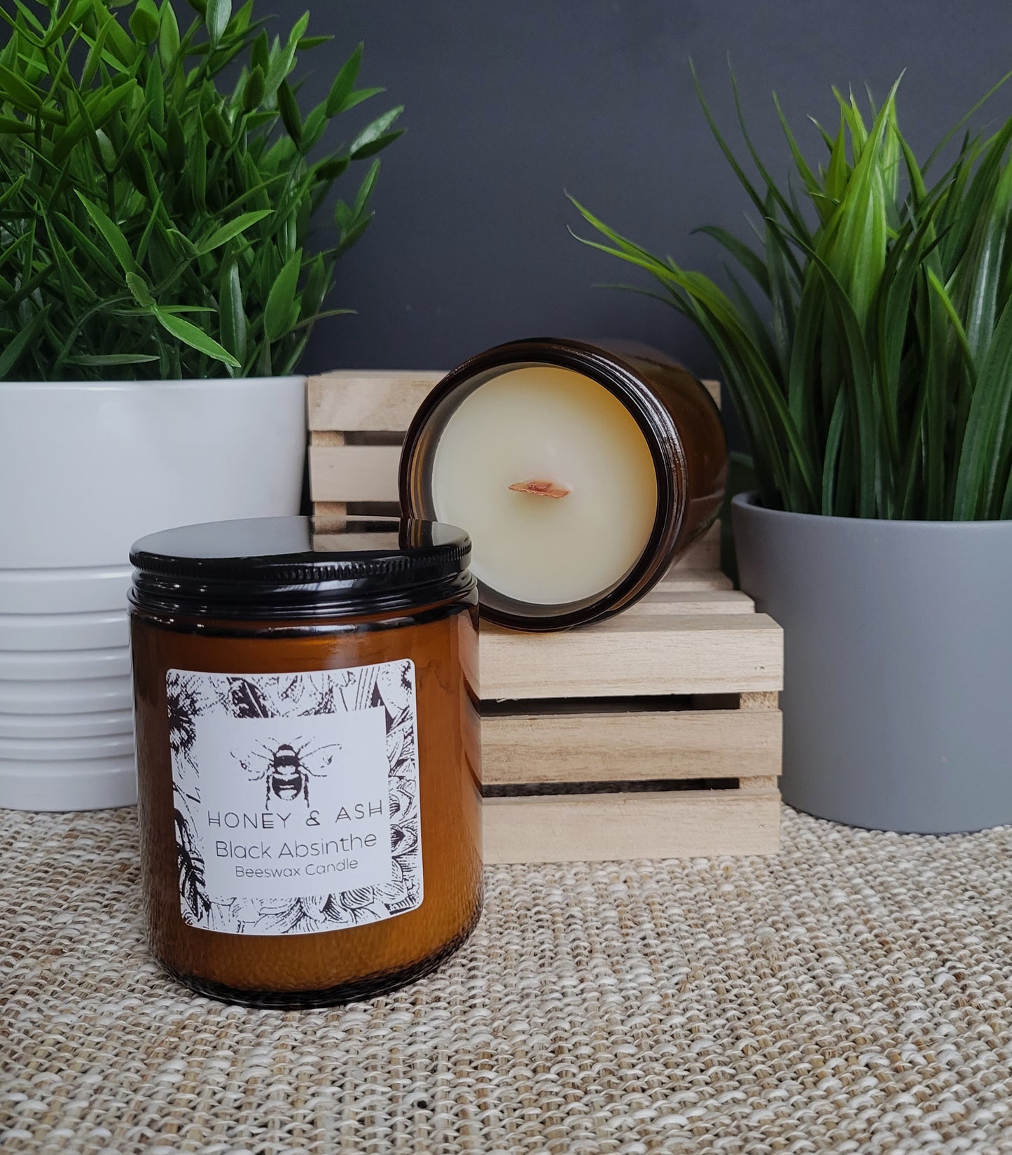 Amber Glass Beeswax Candles