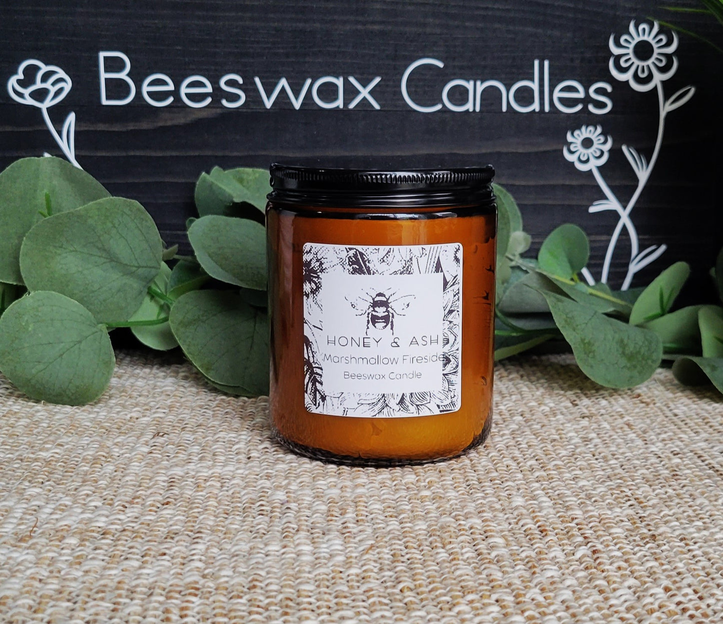 Amber Glass Beeswax Candles