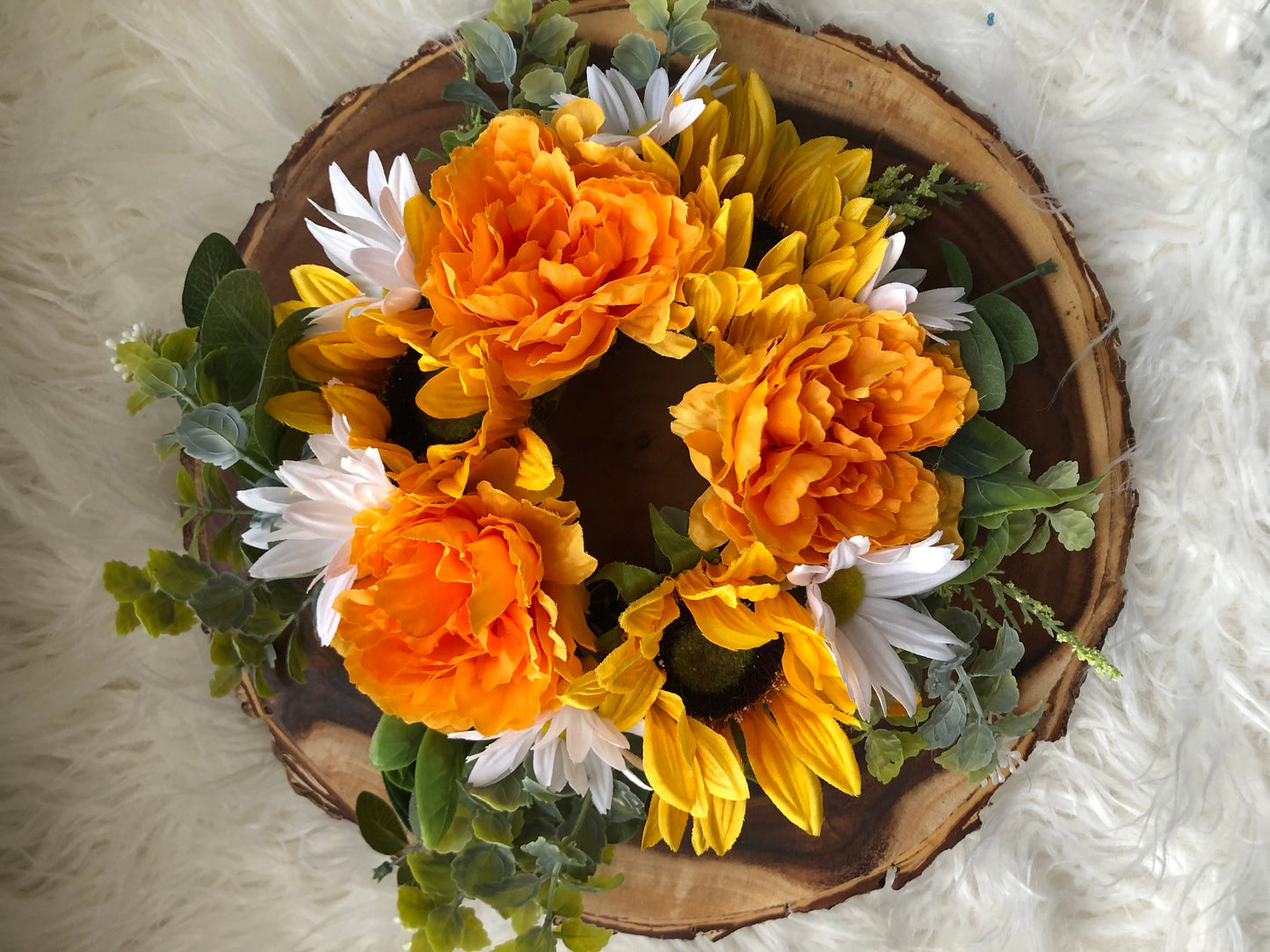 Sunflower and Daisy Mini Wreath