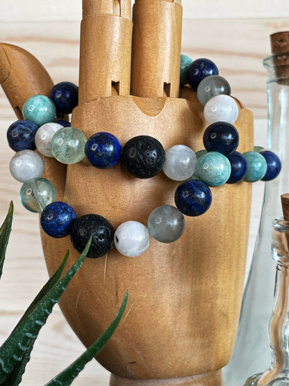 Lapis Lazuli and Moonstone Focus Bracelet