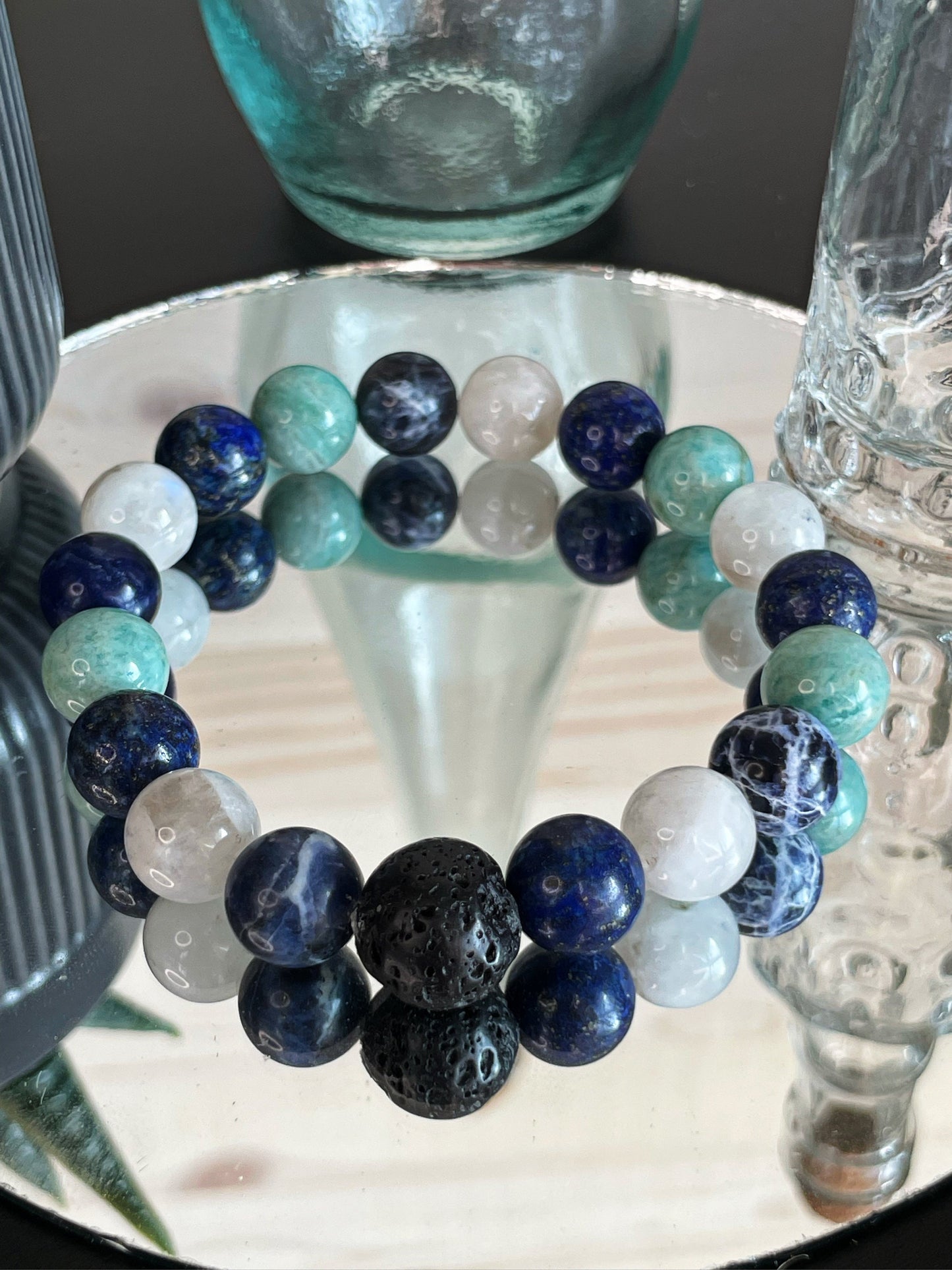Lapis Lazuli and Moonstone Focus Bracelet